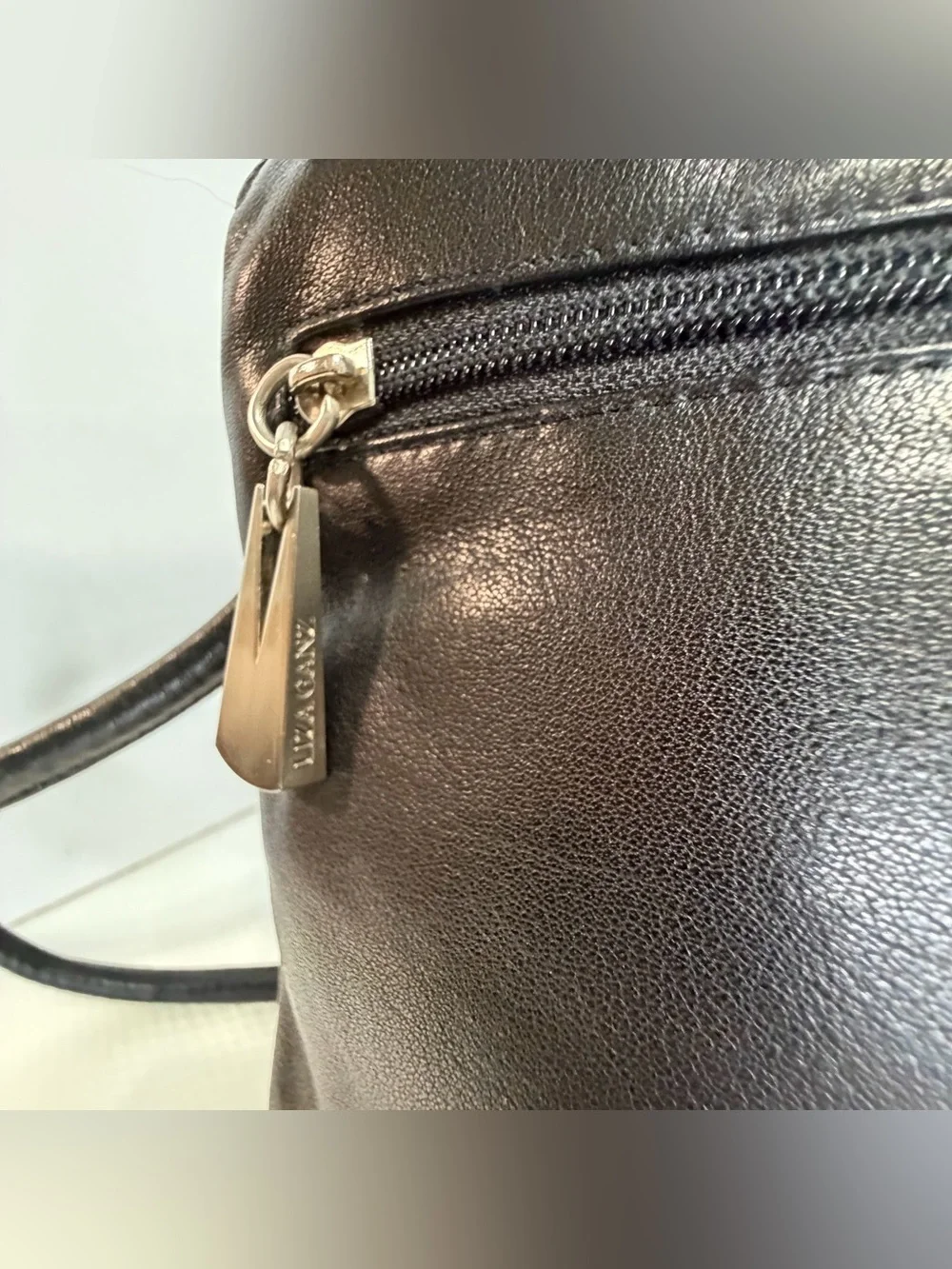 Y2K Liza Ganz New York Black Leather Crossbody Purse